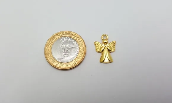 Pingente Anjo da Guarda Dourado - 2cm - Pct C/10 Unid