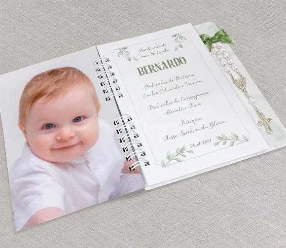 Livro Orações Capa Dura com Fotos Mini Terço Franja Tassel