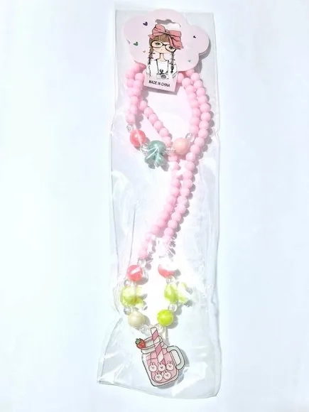 Kit Colar e Pulseira Infantil Acrílico Pacote com 1 Kit