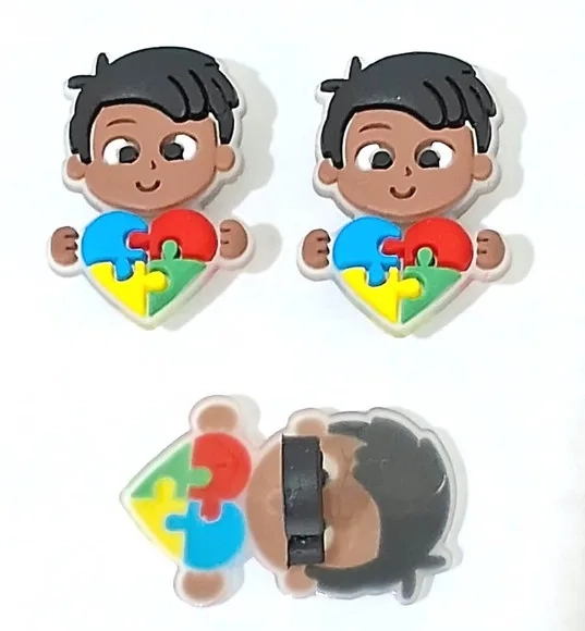 Ponteira P/lápis Menina e Menino Símbolo Autismo - 6 Unidade