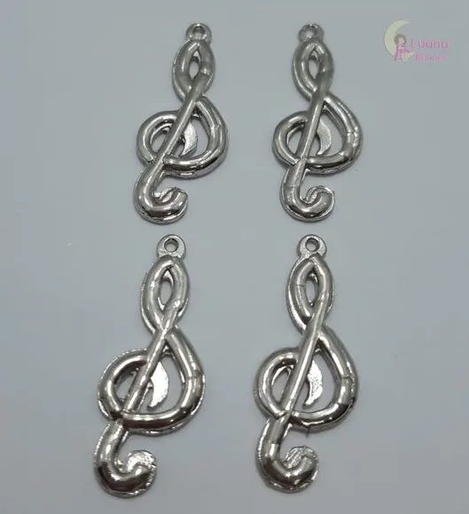 Pingente Nota Musical de Metal Prata - pct c/14 unid