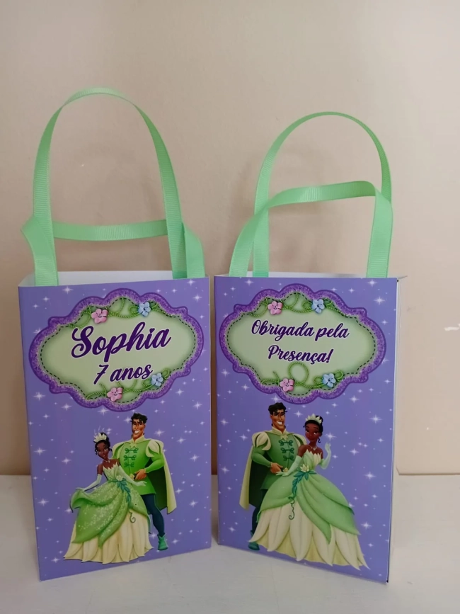 Sacolinhas Personalizadas A Princesa e o Sapo para Lembrancinhas