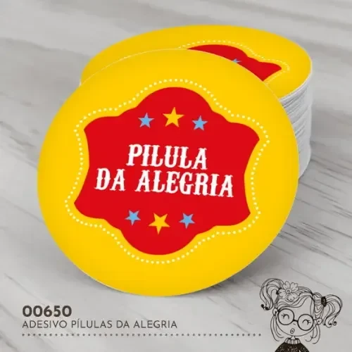 Adesivo Redondo Pílulas da Alegria - 00650