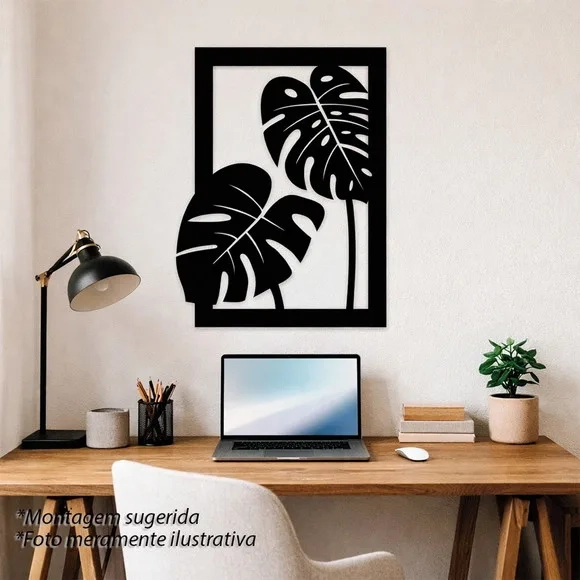 Quadro Decorativo Vazado Costela de Adão 3d Preto mdf