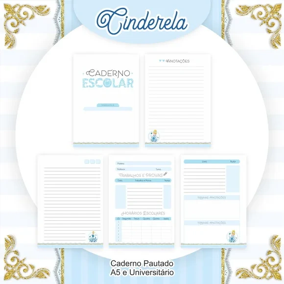 Caderno ou Agenda Personalizada Cinderela