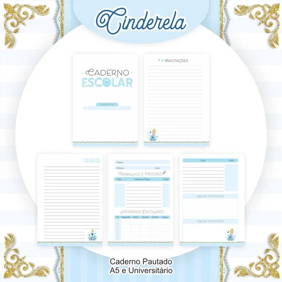 Caderno ou Agenda Personalizada Cinderela