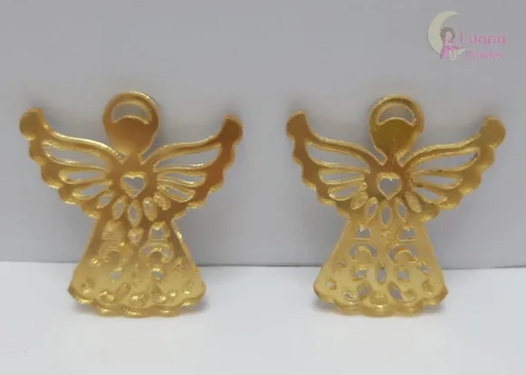 Aplique Anjo 5cm Acrílico Espelhado Dourado - 5 Unidades