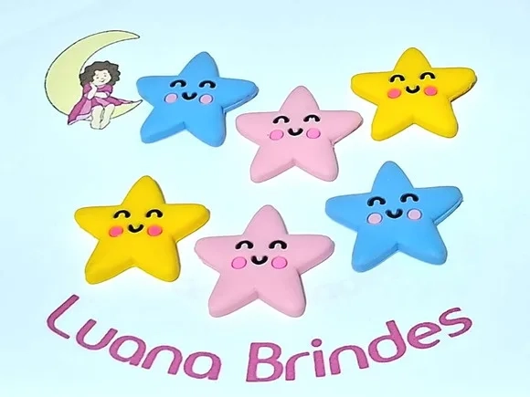 Aplique Estrelas Emborrachado Pacote com 6 Unidades