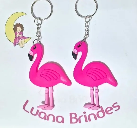 Chaveiro Flamingo Emborrachado 7,2cm - 5 Unidades