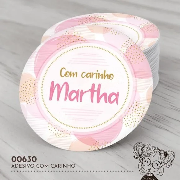 Adesivo Redondo com Carinho - 00630