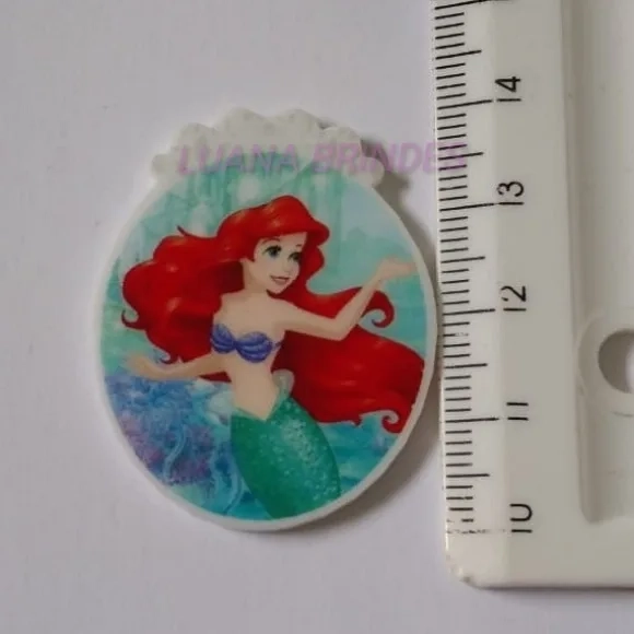 Kit Princesa Ariel Aplique e Pingente Acrílico 3 Kits