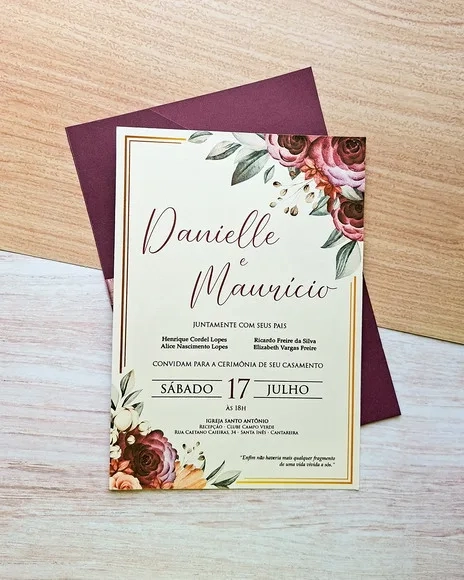 Convite Casamento Elegante Floral