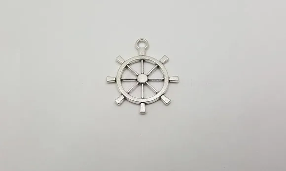 Pingente Leme em Metal Prateado de 3,2cm Pacote com 10 Unid
