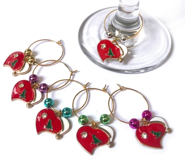 Marcadores identificador de taça natalinos esmaltados - kit com 6 aros Natal/ mesa posta ( escolha o seu)