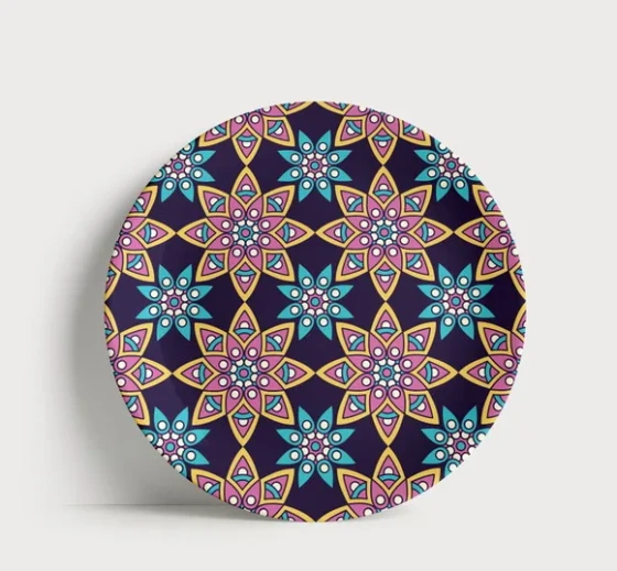 Prato Decorativo Padrão Mandalas Estilizadas 21cm Porcelana