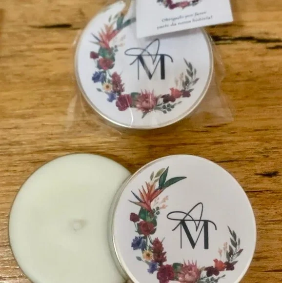 Lembrancinha Casamento Vela Aromática Floral Laço Sisal