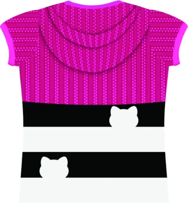 Camiseta Infantil Fantasia Menina Gato Listrada com Bolero Rosa