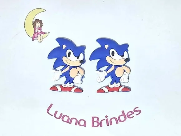 Aplique Sonic 4,2cm Emborrachado Pacotes com 6 Unidades