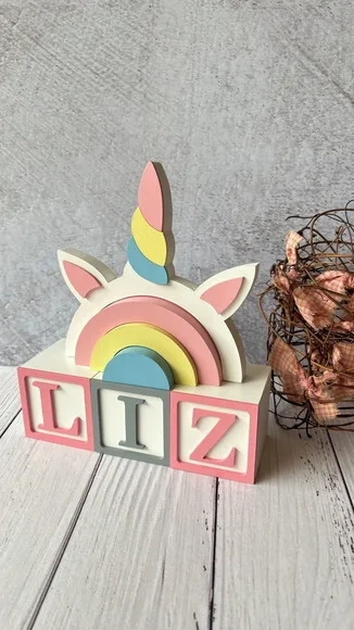 Candy Colors-cubos 6x6cm+arco Íris Unicórnio Decoração Bebê
