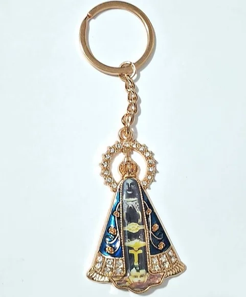 Chaveiro Nossa Senhora Aparecida Dourado com Strass 1 Peça'