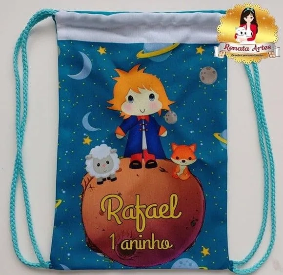 Mochila de Tecido Personalizada o Pequeno Príncipe