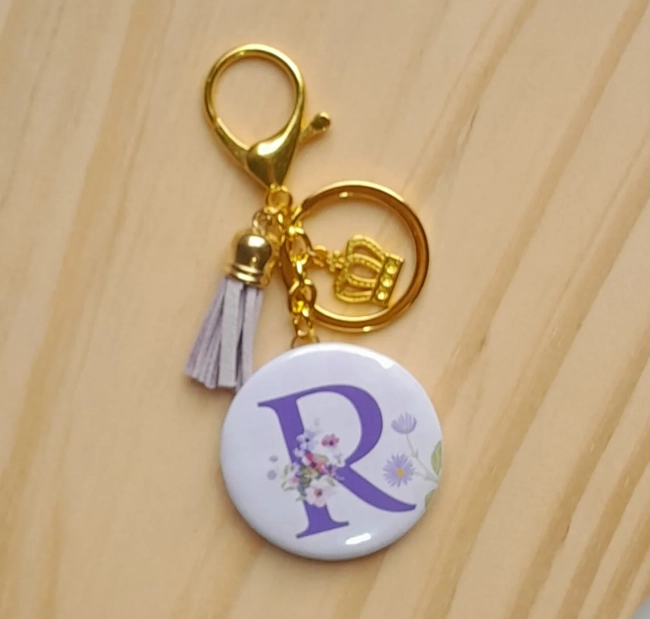 Chaveiro Luxo Botton Personalizado c/ Inicial do Nome
