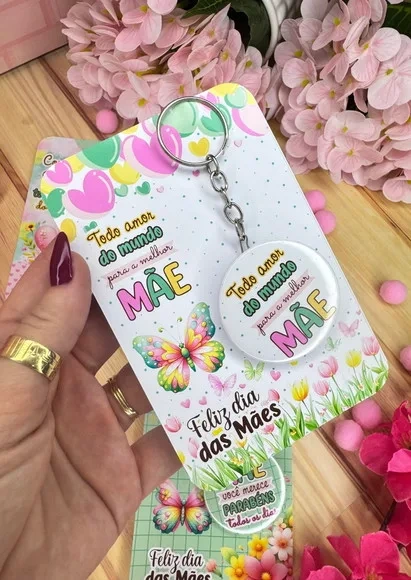 Chaveiro com Card- Dia das Mães