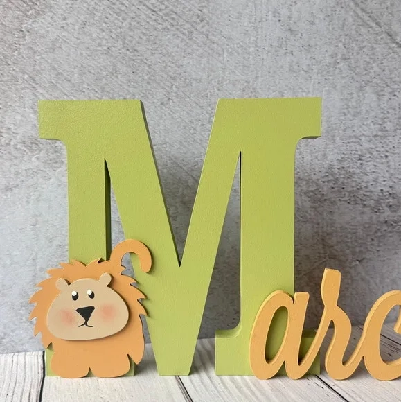 Nome em MDF Personalizado para Quarto de Bebê Letras Decorativas Infantis - Tema Safari