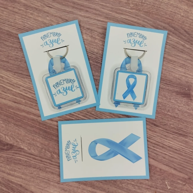 30 Unidades - Chaveiro Personalizado Lembrancinhas Outubro Rosa - Novembro Azul - Fazemos qualquer tema.