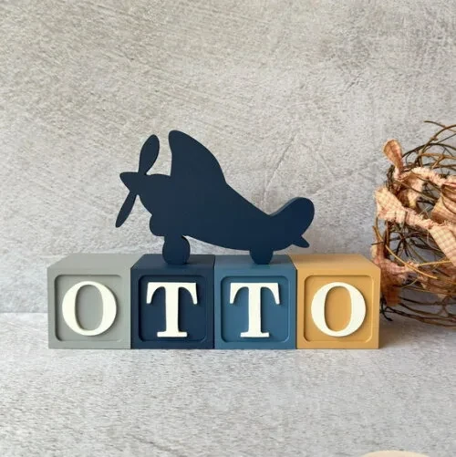 Aviãozinho + Cubos 6x6cm Ts Decoração Bebê