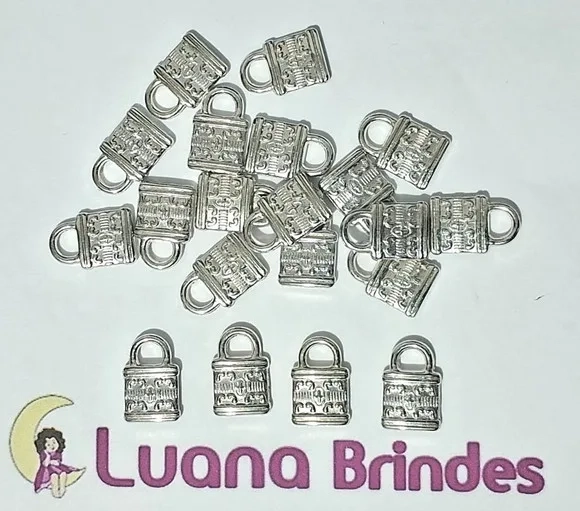 Pingente Cadeado Abs Prata 1,6cm Pacotes com 50 Unidades