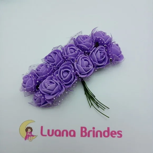 Buquês Flores de EVA Lilás 2 Unidades com 12 Flores Cada
