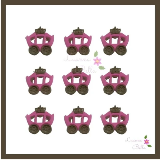 Aplique Emborrachado Carruagem Rosa - Pcts c/8unds