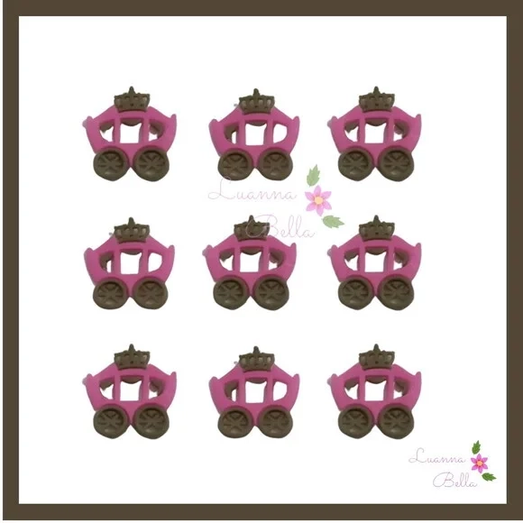 Aplique Emborrachado Carruagem Rosa - Pcts c/8unds