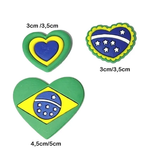 Chaveiro Coração Bandeira do Brasil Pacote com 6 Unidades