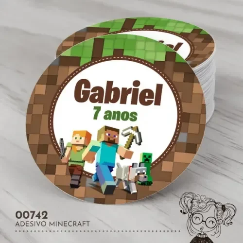Adesivo Redondo Minecraft - 00742