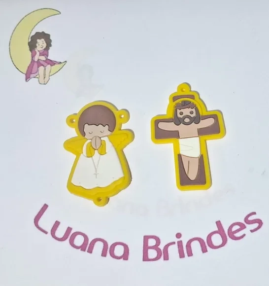 Kit Terço Crucifixo e Anjo Variado Emborrachado Pct C/20 Kit