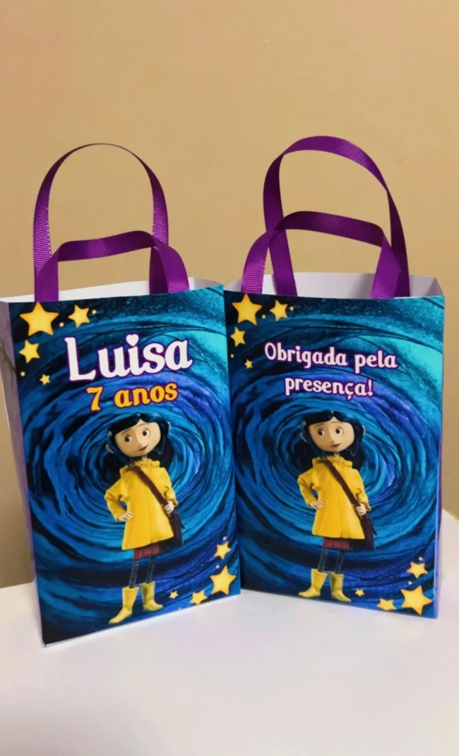 Sacolinhas Personalizada CoralineLembrancinhas Para Aniversário
