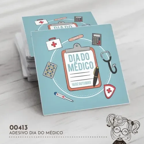 Adesivo Quadrado Dia do Médico - 00413