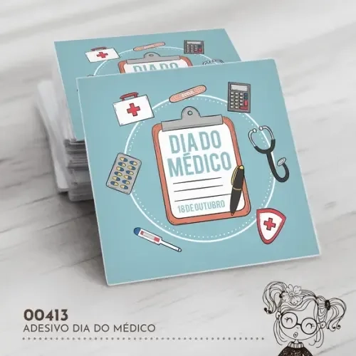 Adesivo Quadrado Dia do Médico - 00413