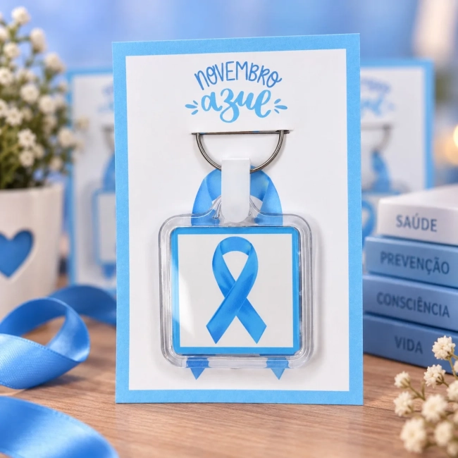 30 Unidades - Chaveiro Personalizado Lembrancinhas Outubro Rosa - Novembro Azul - Fazemos qualquer tema.