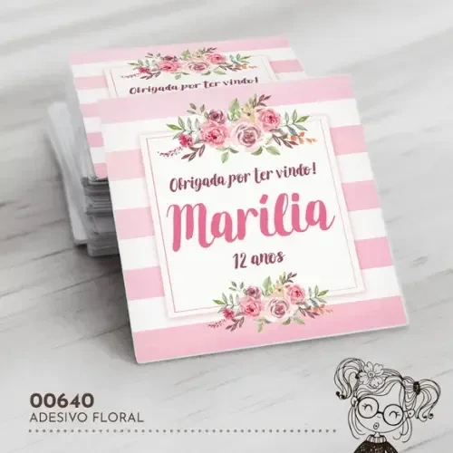 Adesivo Quadrado Floral - 00640
