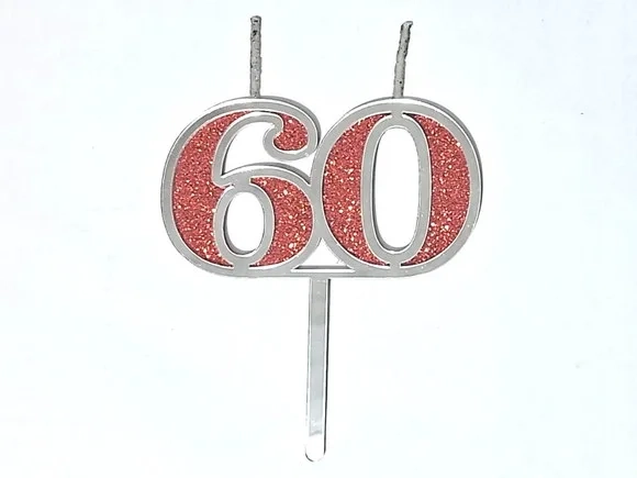 Vela 60 Anos Prata Acrílico Pavio Magico - 1 Peça