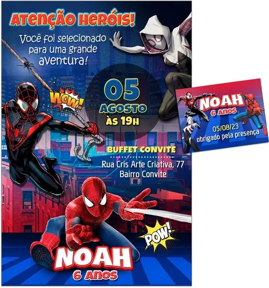 Convite Digital C/tag Homem Aranha Aranhaverso