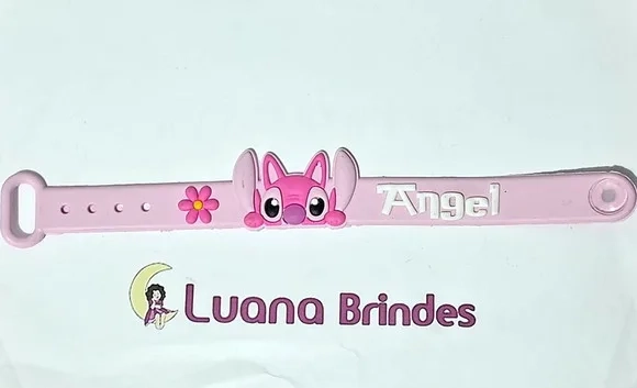 Pulseira Stitch e Angel 20cm Emborrachada Pacotes com 3 Peça