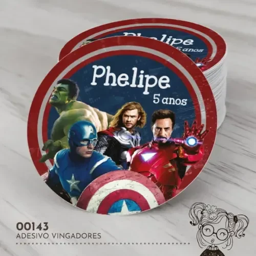 Adesivo Redondo os Vingadores - 00143
