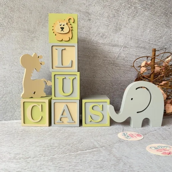Safari Cubos 6x6cm + Bichinhos Decoração Bebê