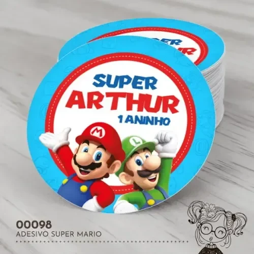 Adesivo Redondo Super Mario Bros - 00098