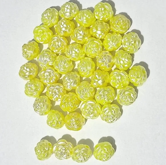 Pérola Flor Amarela 12mm - Pct com 50 Unidades