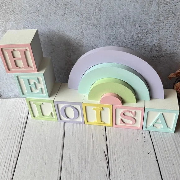 Tons Pastel Cubos 6x6cm Ts + Arco Íris. Decoração Bebê